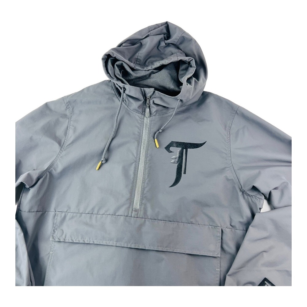 Throne Gray Ink Anorak 1/2 Zip Hooded Nylon Pullover Jacket Mens Size Medium M - Picture 2 of 6
